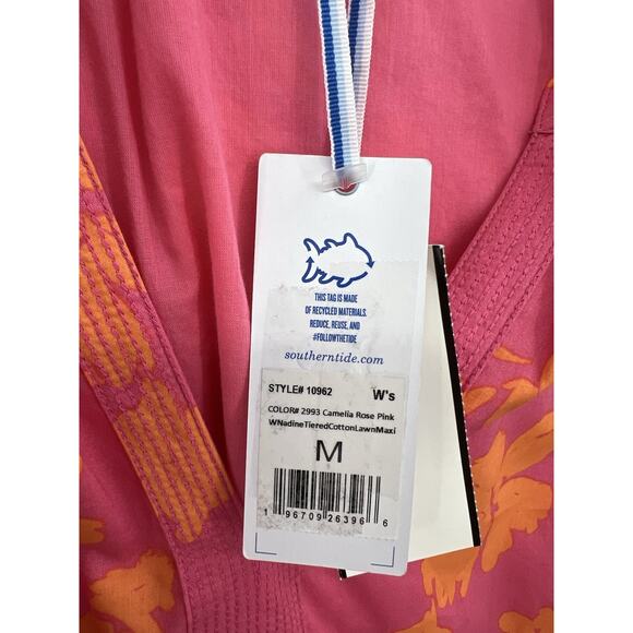 Southern Tide Nadine V-Neck Smocked Cotton Lawn Maxi Dress M NWT $178 Beach - Picture 13 of 16